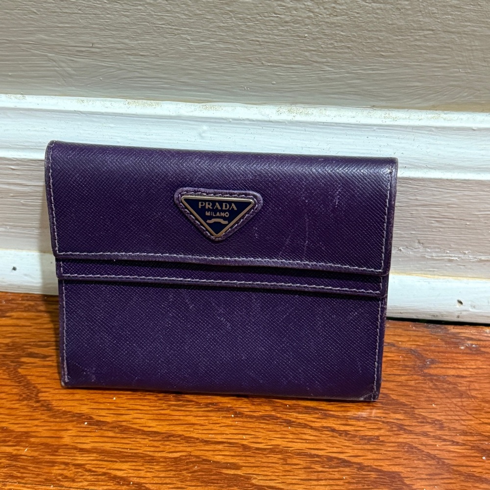 Prada Dark Purple Compact Wallet